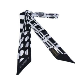 LOUIS VUITTON Louis Vuitton Bandeau BB Scarf MP1834 Black and White 100% Silk...